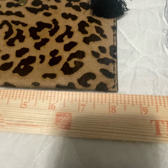 J Crew leopard print and black leather small clutch/ makeup bag. New w tags - Picture 15 of 16